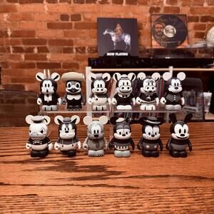 Classic Black and White Mickey Disney Vinylmation Set of 12 Signed by Artists